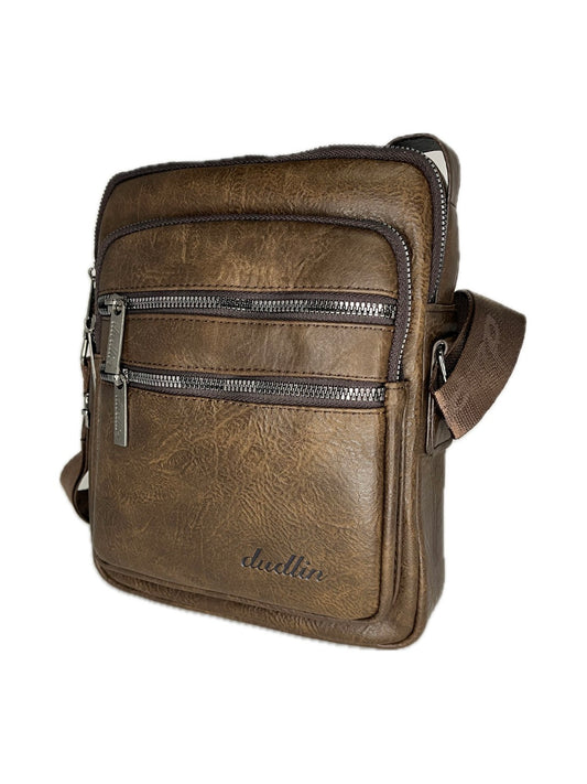 Pánská crossbody ze syntetické kůže - hnědá