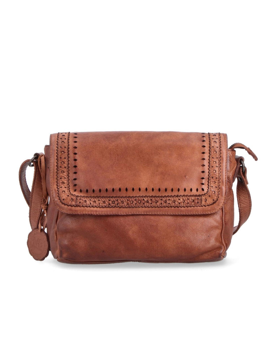 Dámská kožená crossbody Noelia Bolger s klopnou a zdobená perforací