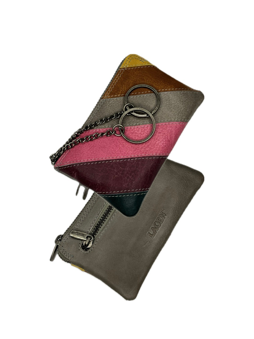 Barevná kožená klíčenka na zip