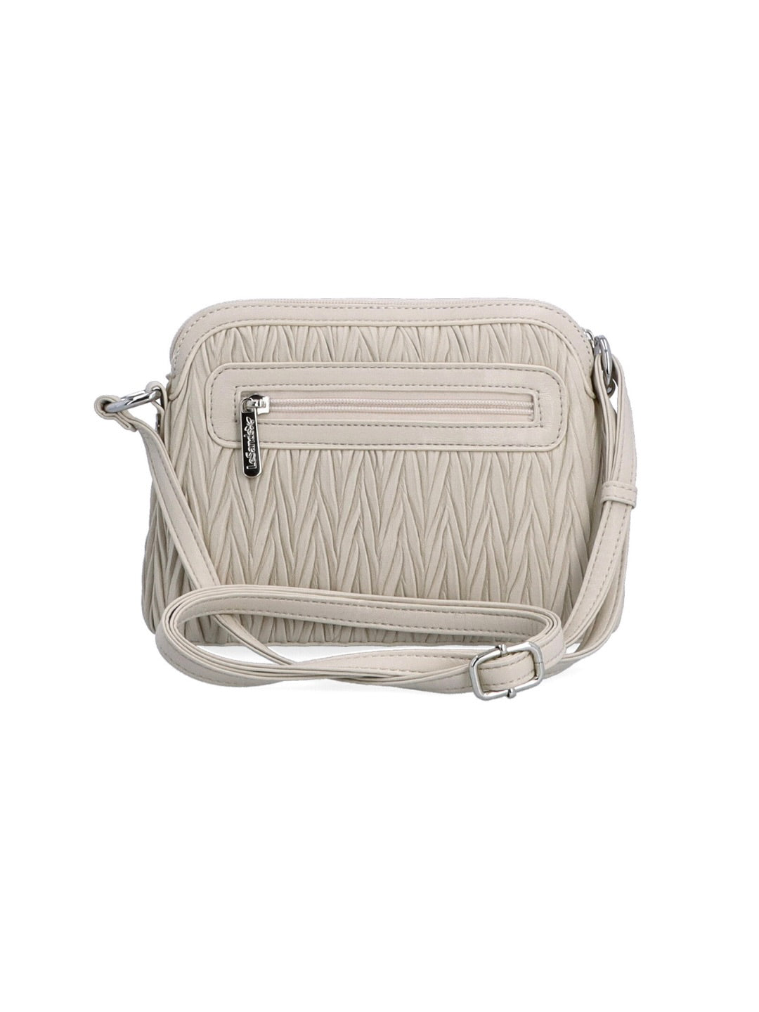 Malá béžová společenská crossbody LeSands přes rameno