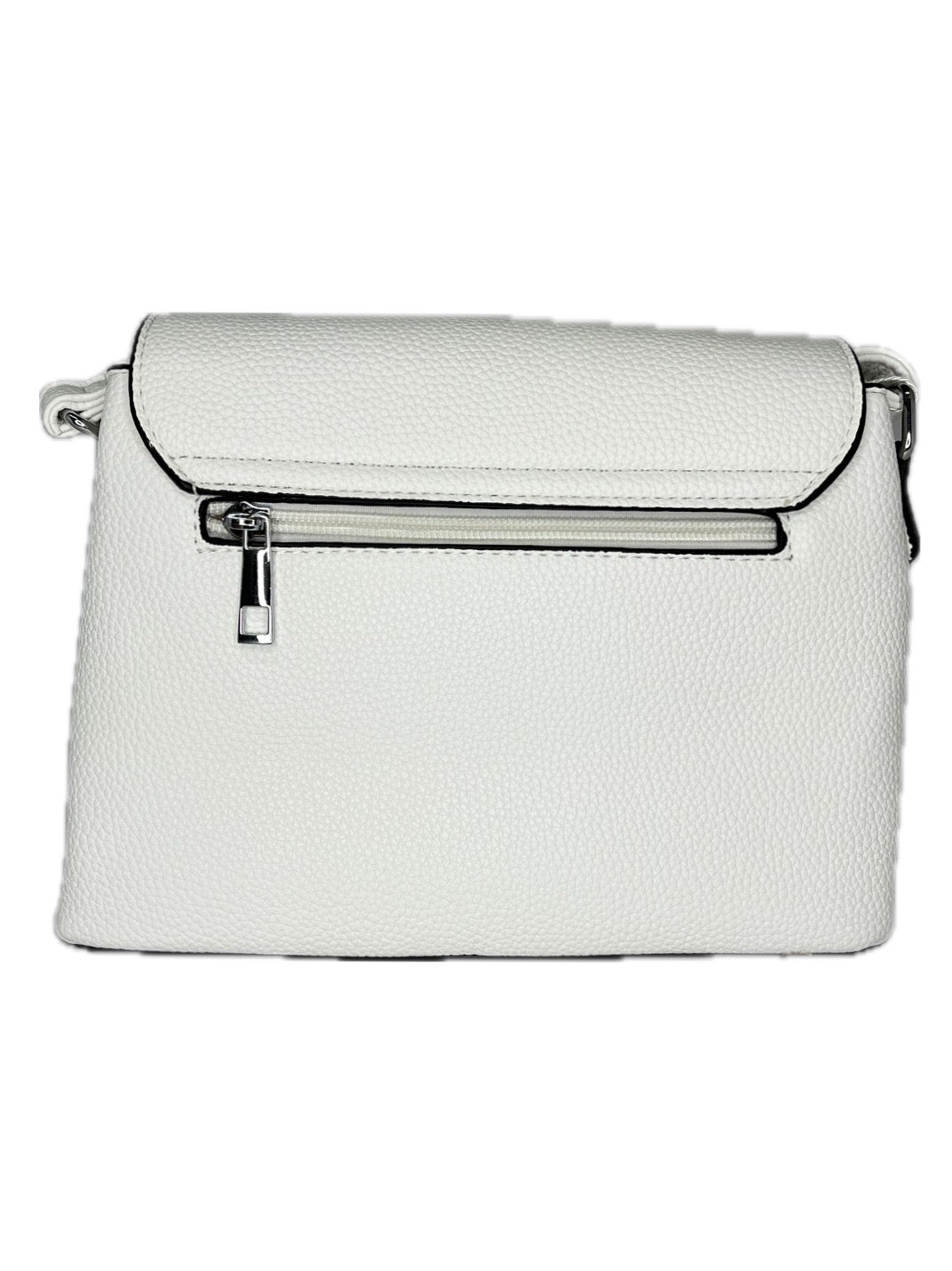 Malá bílá crossbody s klopnou a květinovým vzorem