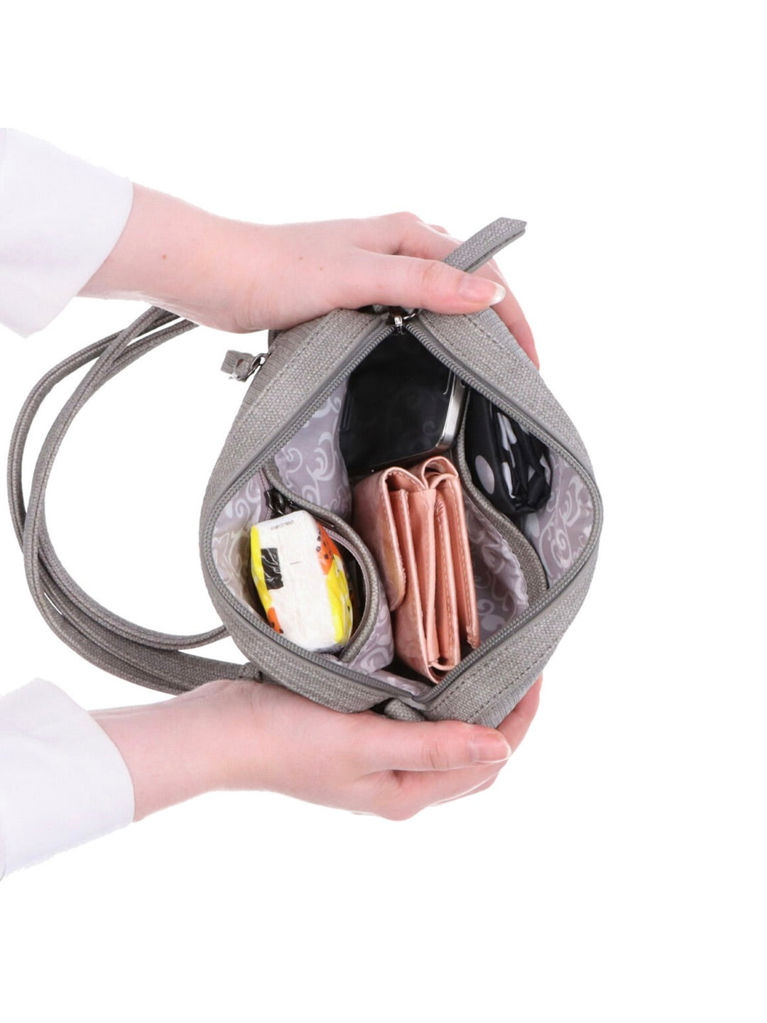 Malá moderní crossbody přes rameno bílá a béžová