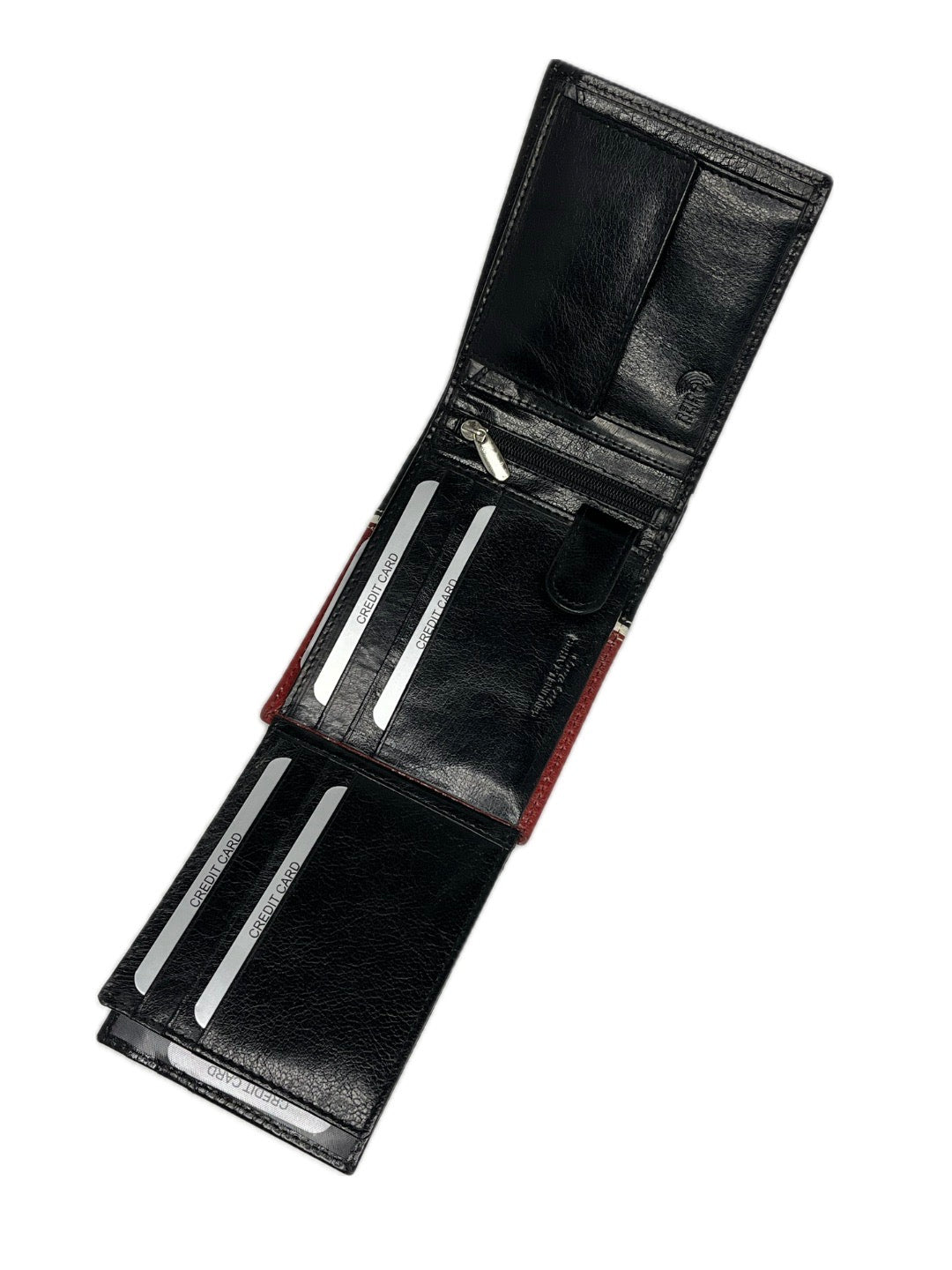 Pánská elegantní kožená peněženka Rovicky s funkcí RFID v kombinaci černé a červené