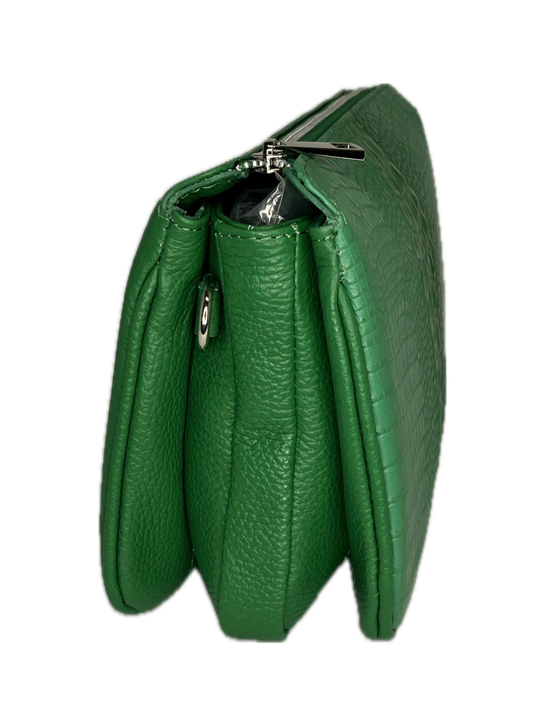 Kožená crossbody VERA PELLE se vzorem krokodýlí kůže