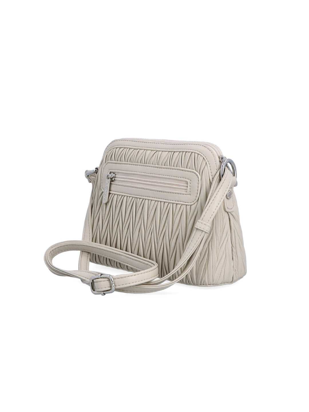 Malá béžová společenská crossbody LeSands přes rameno