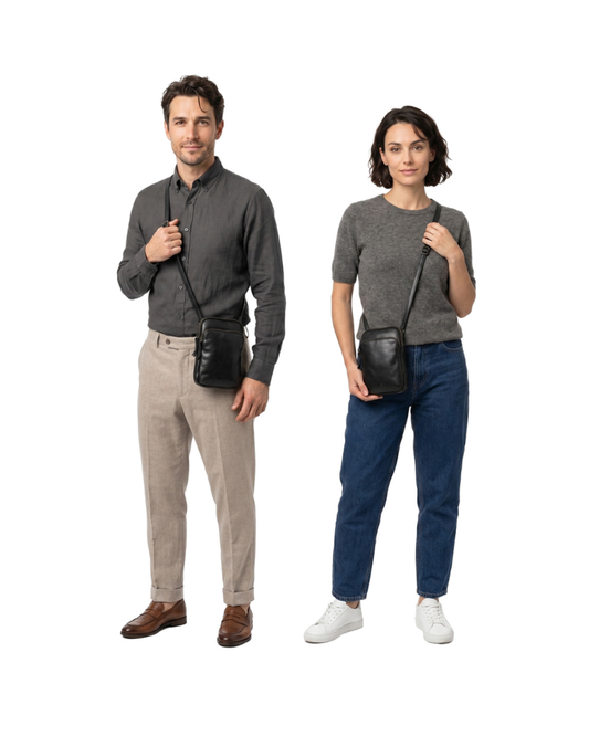 Malá kožená unisex crossbody na doklady a telefon