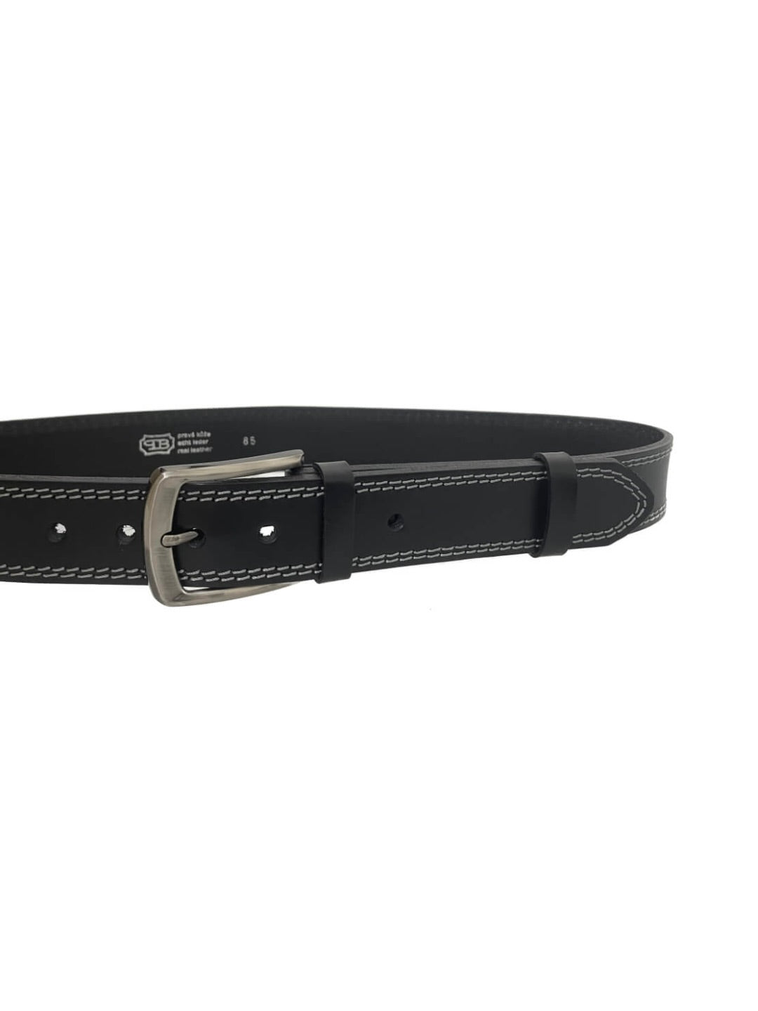 Pánský kožený opasek JEANS prošívaný - šířka 38 mm