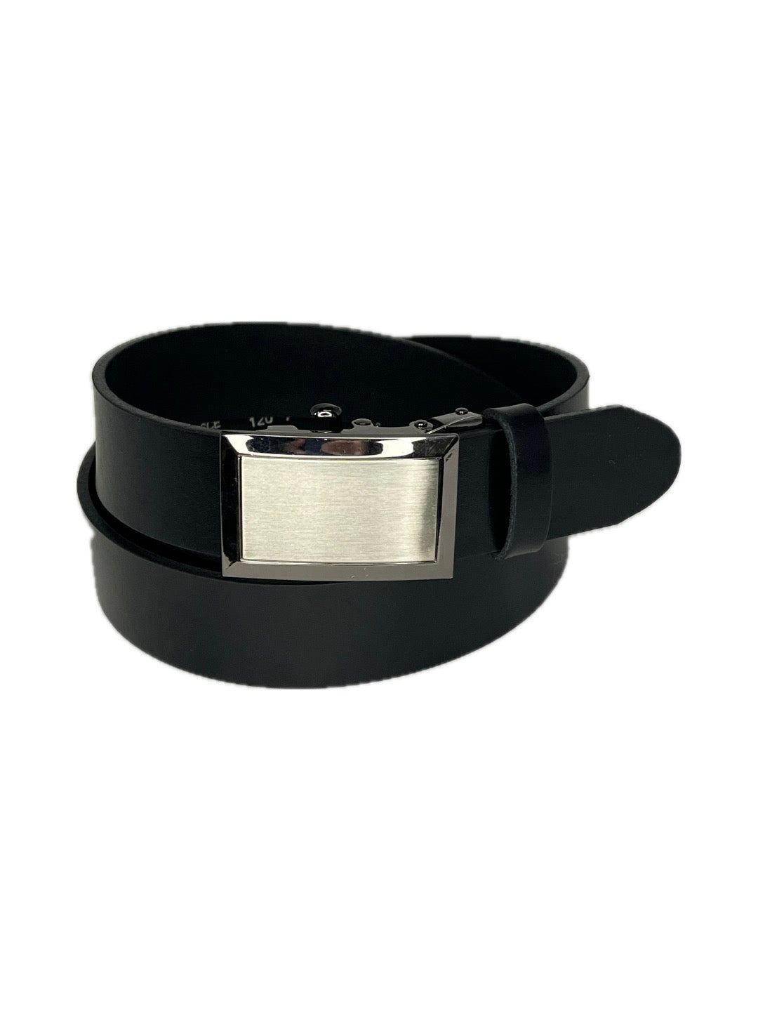 Pánský kožený společenský opasek - černý se sponou automat - 34mm