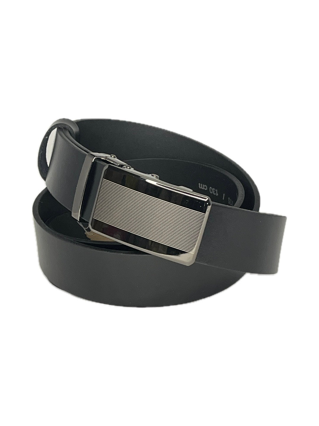 Pánský kožený společenský opasek - černý se sponou automat - 34mm