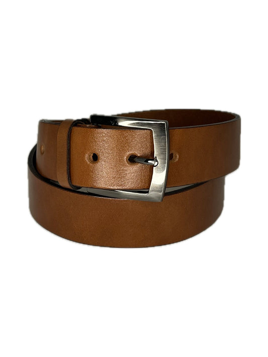 Pánský kožený opasek hnědý hladký - šířka 40 mm