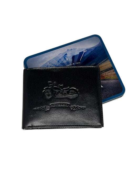 Pánská kožená peněženka s funkcí RFID v dárkovém balení s motivem motorky
