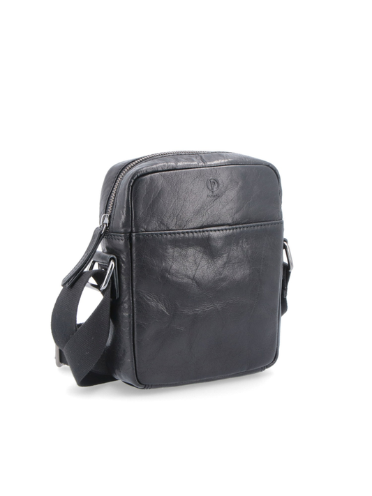 Černá pánská kožená taška na mobil a doklady Poyem