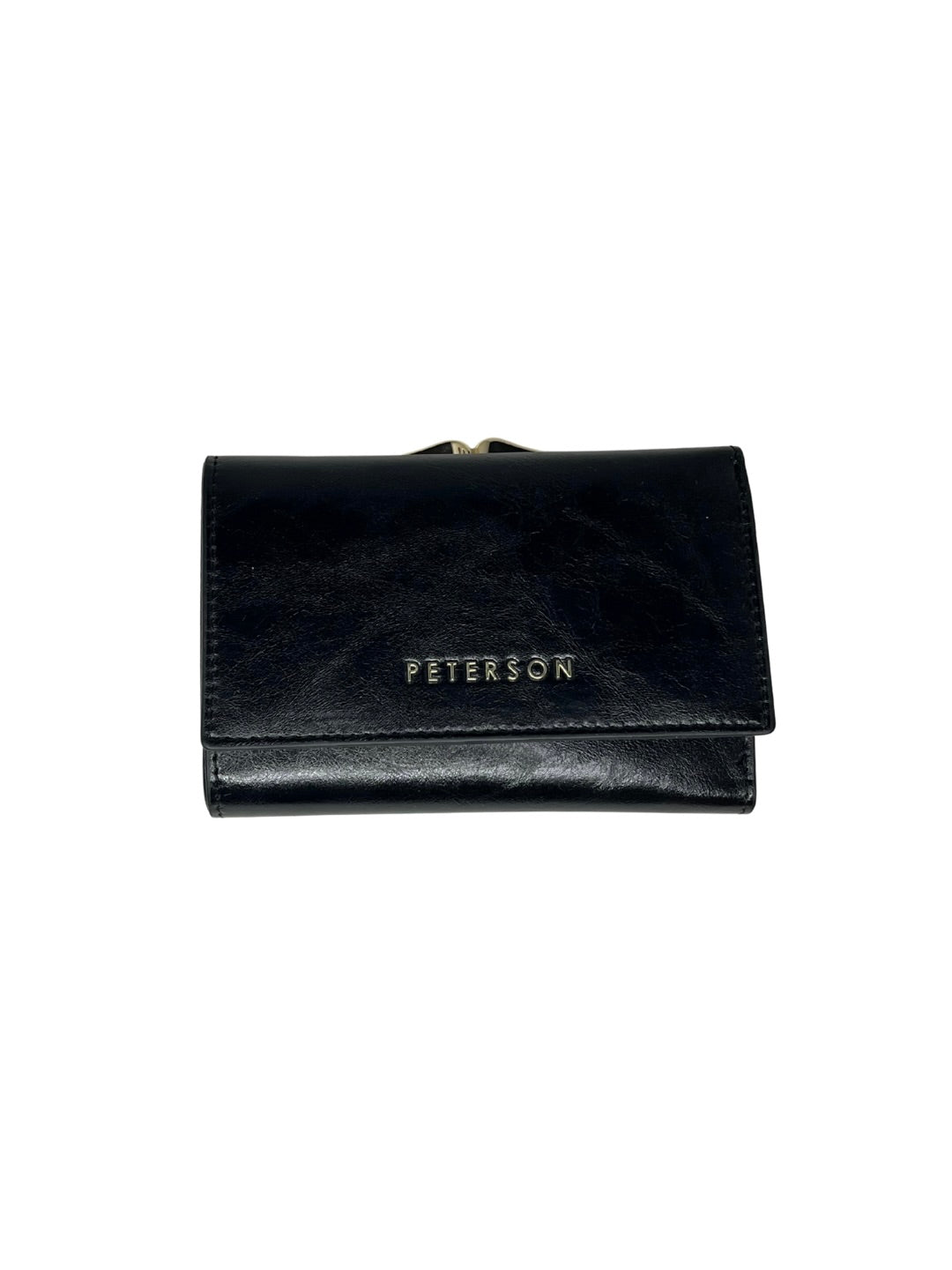 Malá černá kožená peněženka Peterson s kovovým rámečkem a funkcí RFID