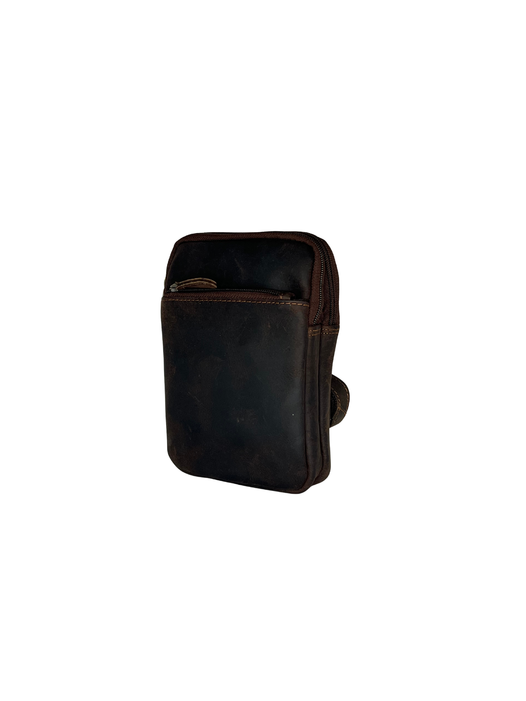 Menší hnědá pánská crossbody taška z pravé kůže