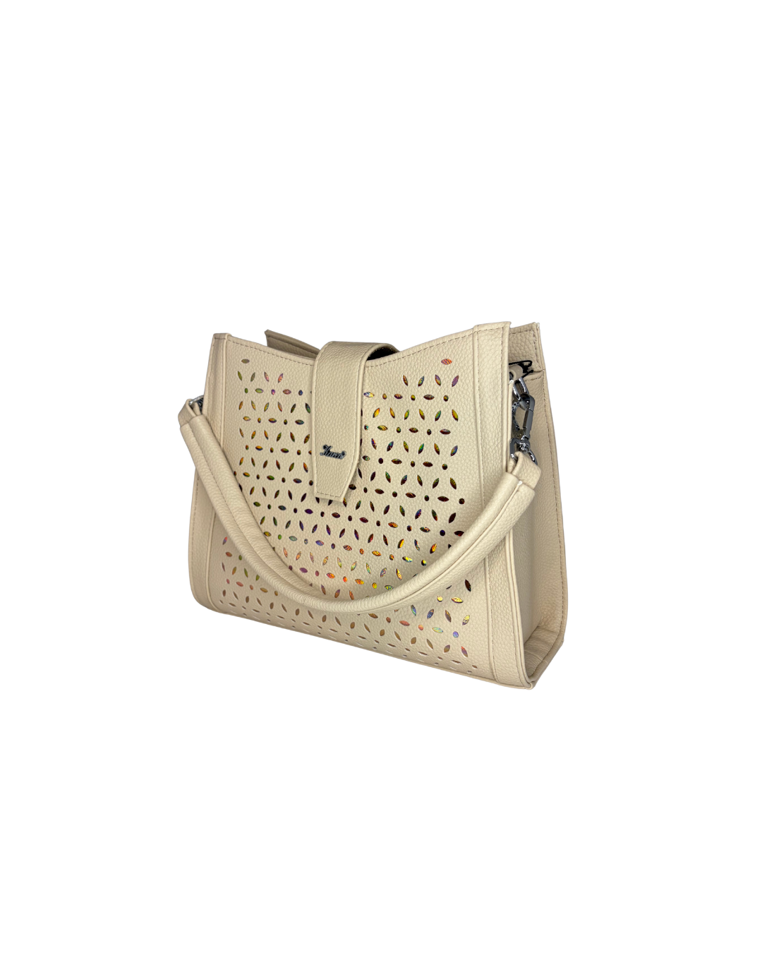 Designová crossbody kabelka Karen v kombinaci béžové a zlaté
