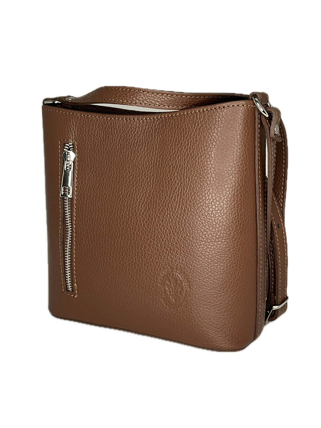 Malá dámská kožená crossbody v hnědé barvě