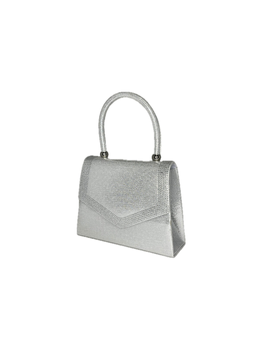 Dámská společenská saténová kabelka s kamínky