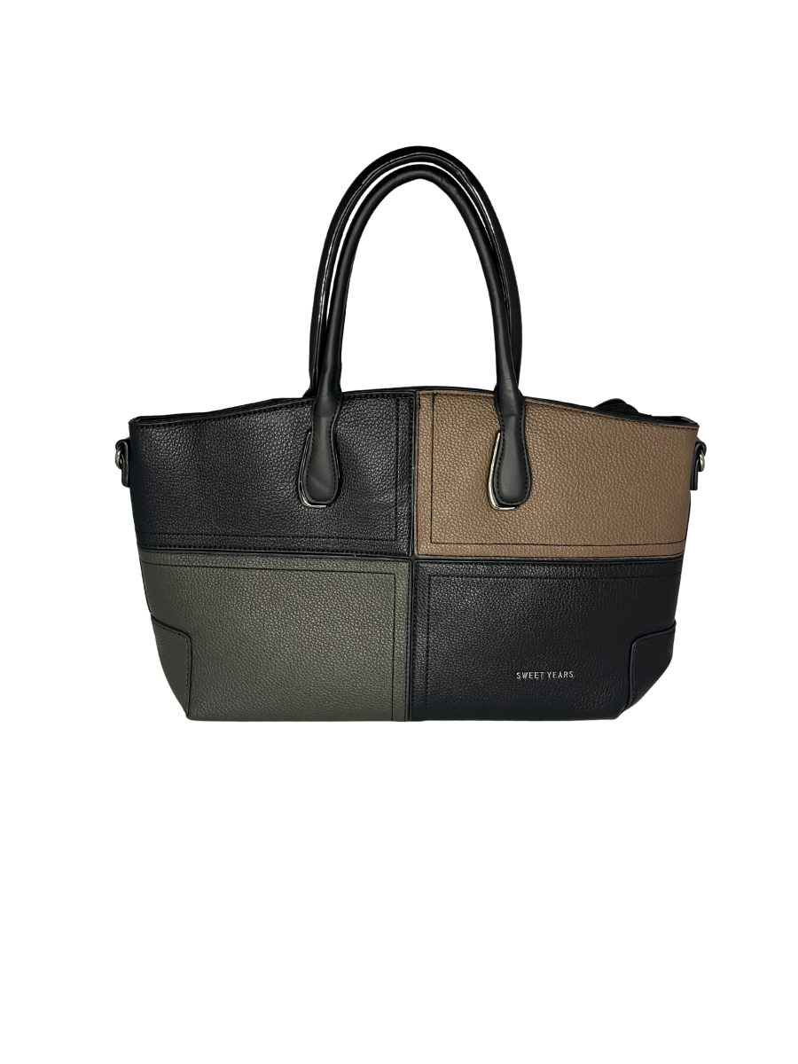 Dámská shopper kabelka v kombinaci černé a hnědé