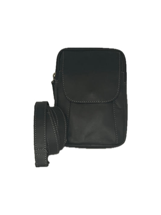 Malá pánská crossbody na doklady a telefon z pravé kůže vhodná i na opasek