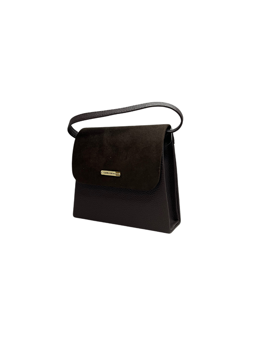 Dámská společenská kabelka Laura Biaggi v kombinaci s lakovanou kůží - hnědá