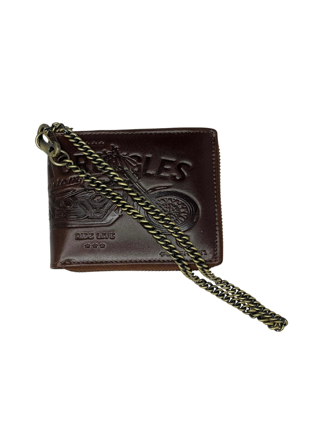 Motorkářská kožená peněženka s řetězem a funkcí RFID