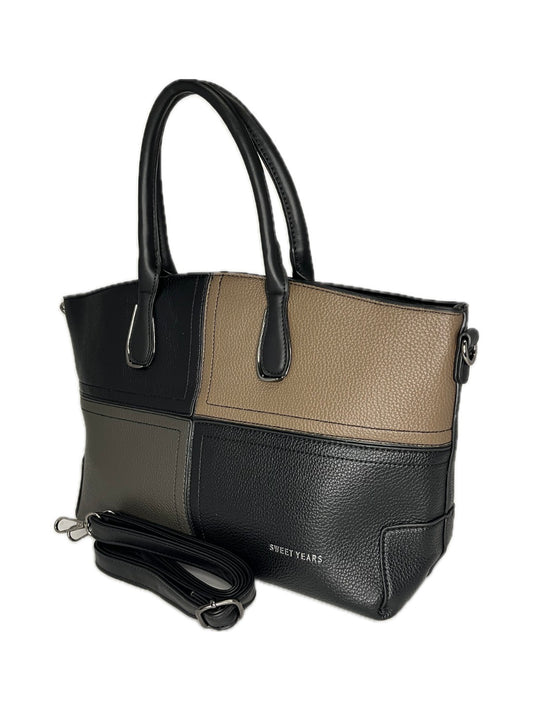 Dámská shopper kabelka v kombinaci černé a hnědé