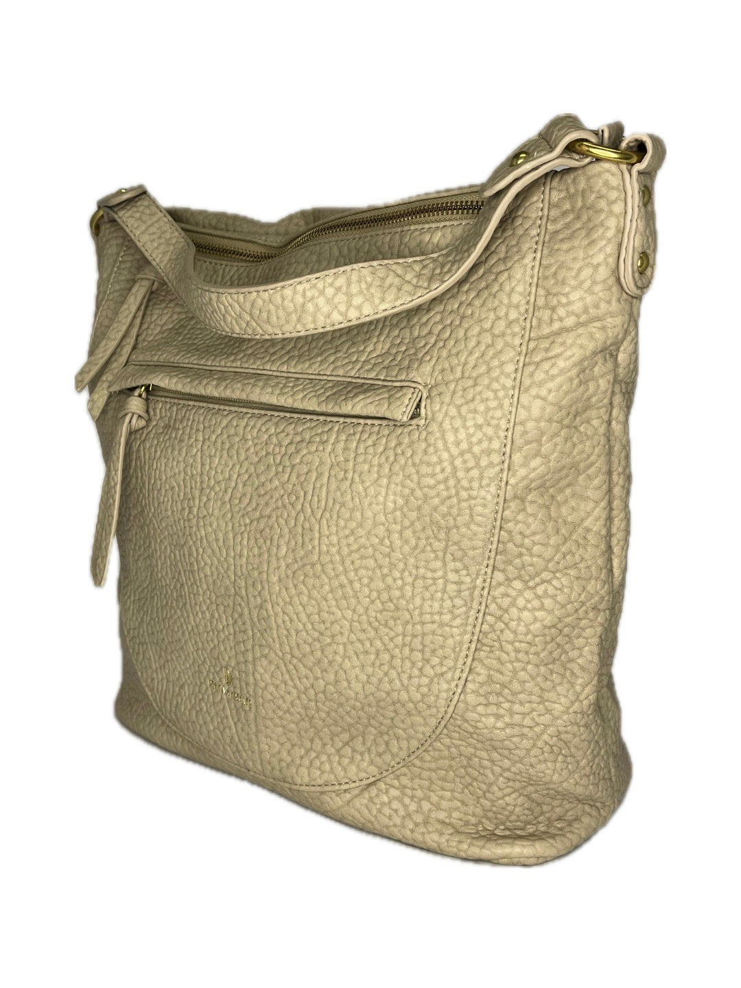 Dámská béžová kabelka z dokonalé imitace kůže - hobo bag