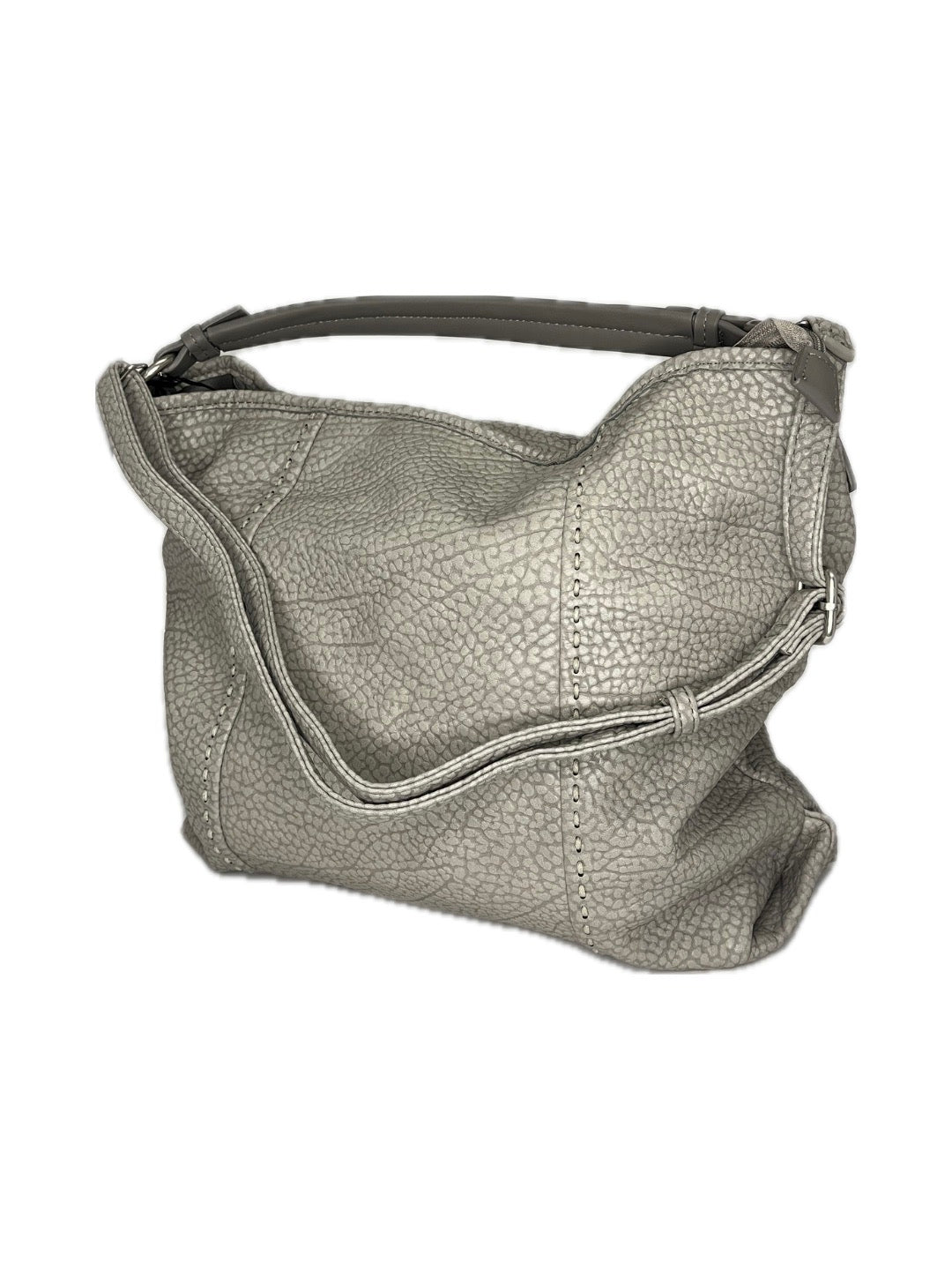 Dámská kabelka hobo bag do ruky i přes rameno - dokonalá imitace šedé kůže