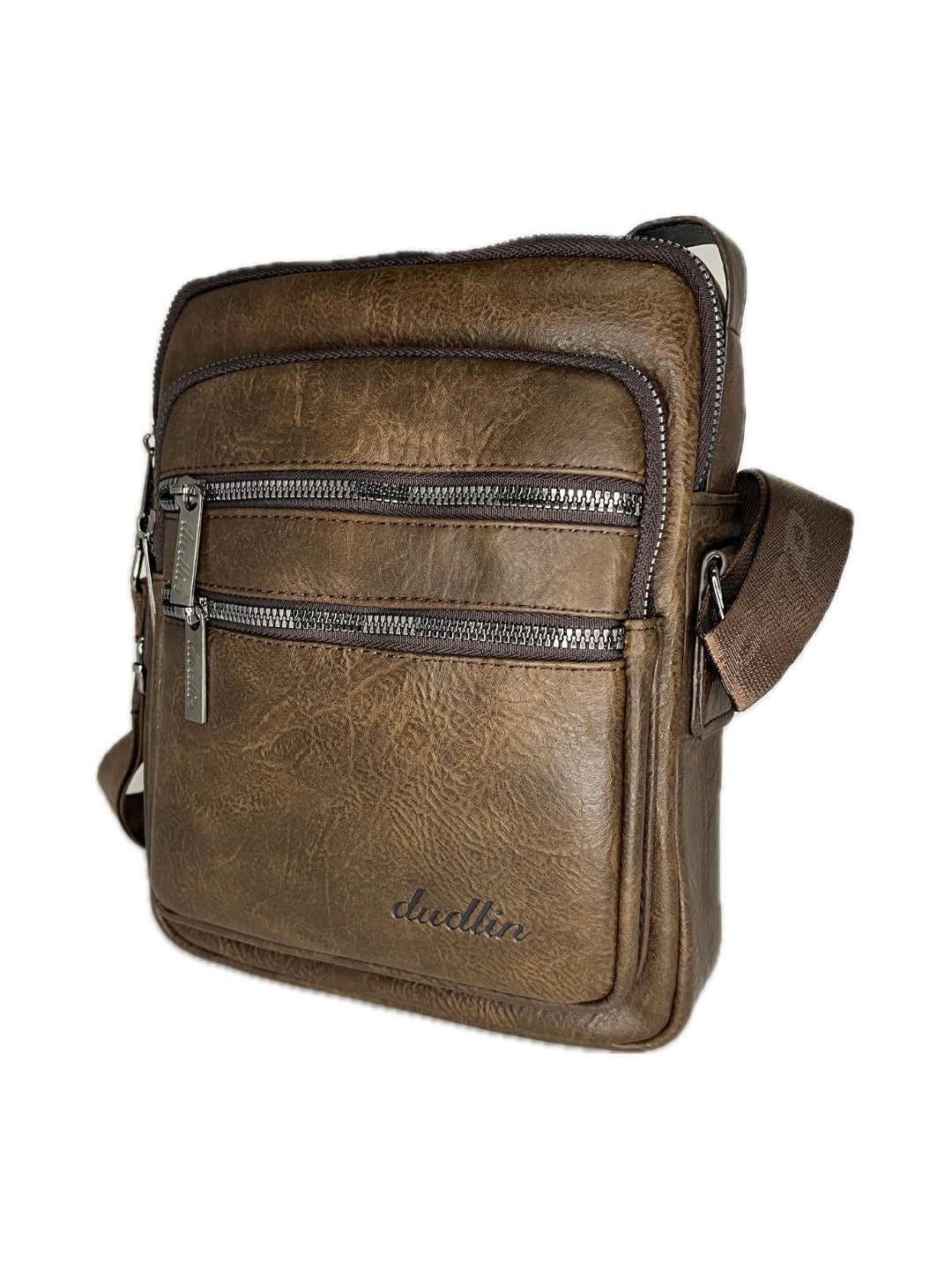 Pánská crossbody ze syntetické kůže - hnědá