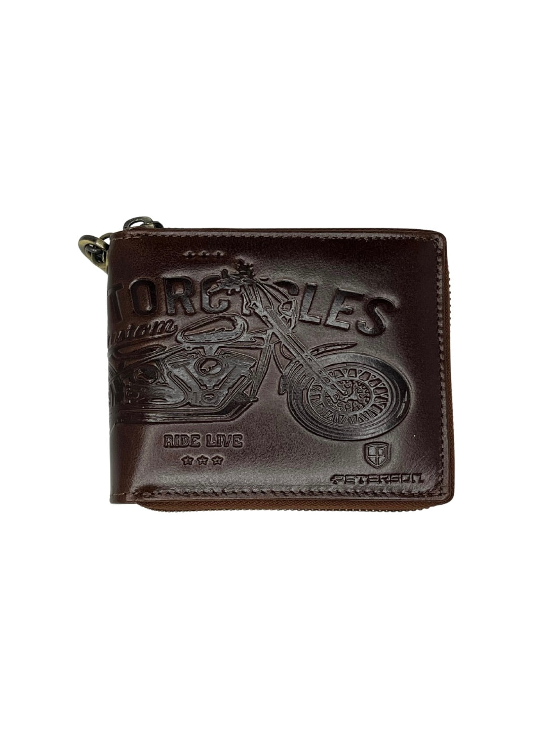Motorkářská kožená peněženka s řetězem a funkcí RFID