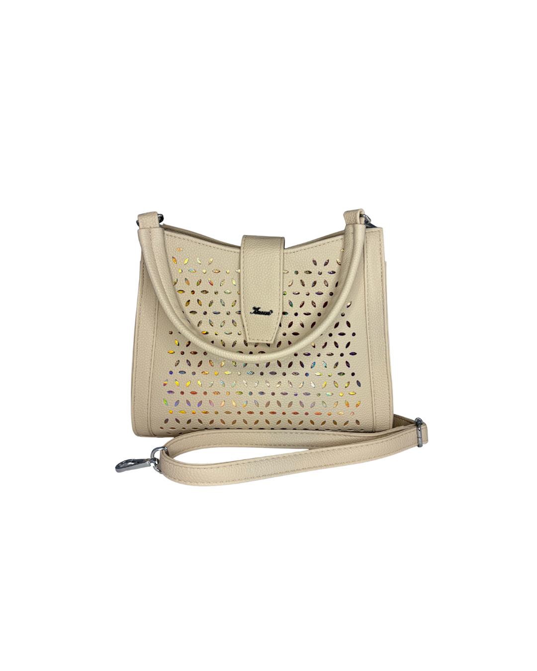 Designová crossbody kabelka Karen v kombinaci béžové a zlaté