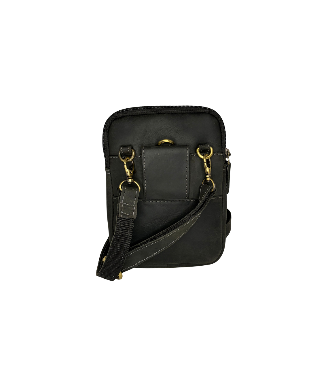 Malá černá pánská crossbody taška z pravé kůže na opasek i přes rameno