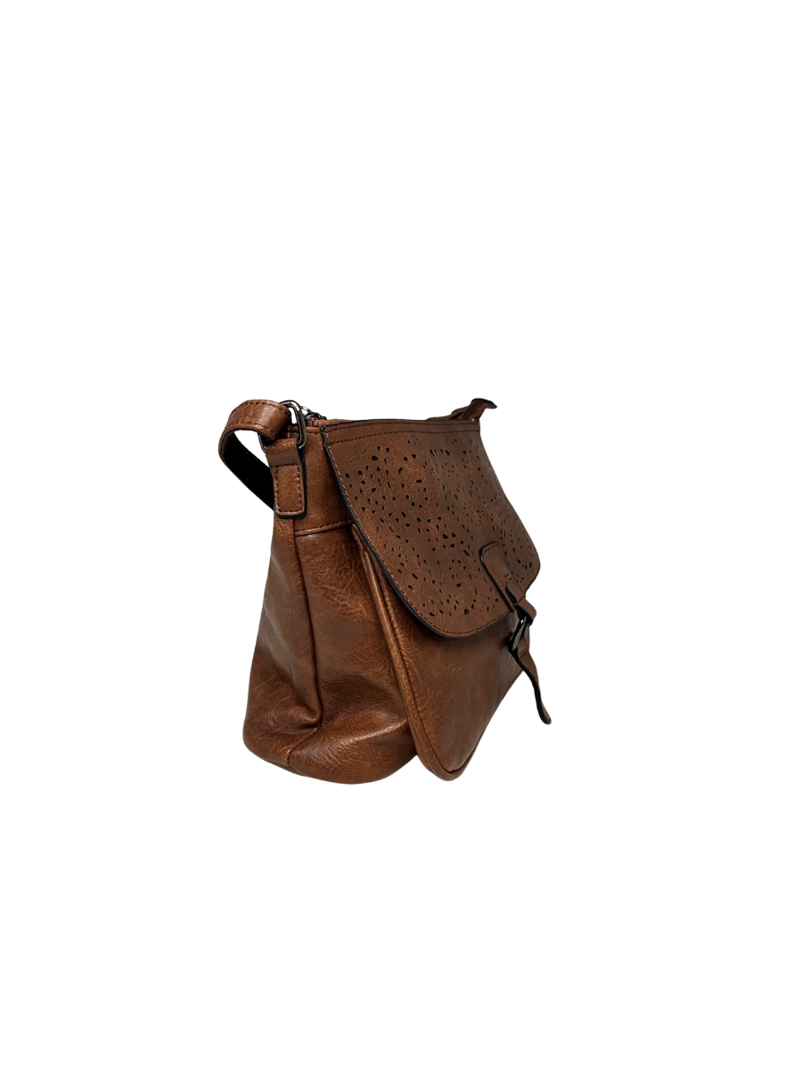 Dámská crossbody kabelka s klopnou a vyráženým vzorem