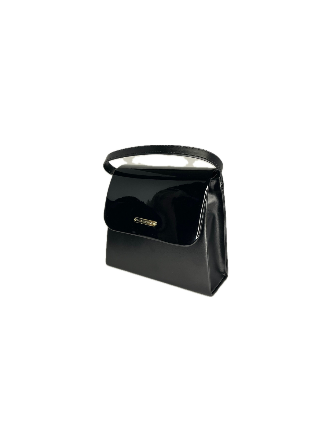 Dámská společenská kabelka Laura Biaggi v kombinaci s lakovanou kůží - černá