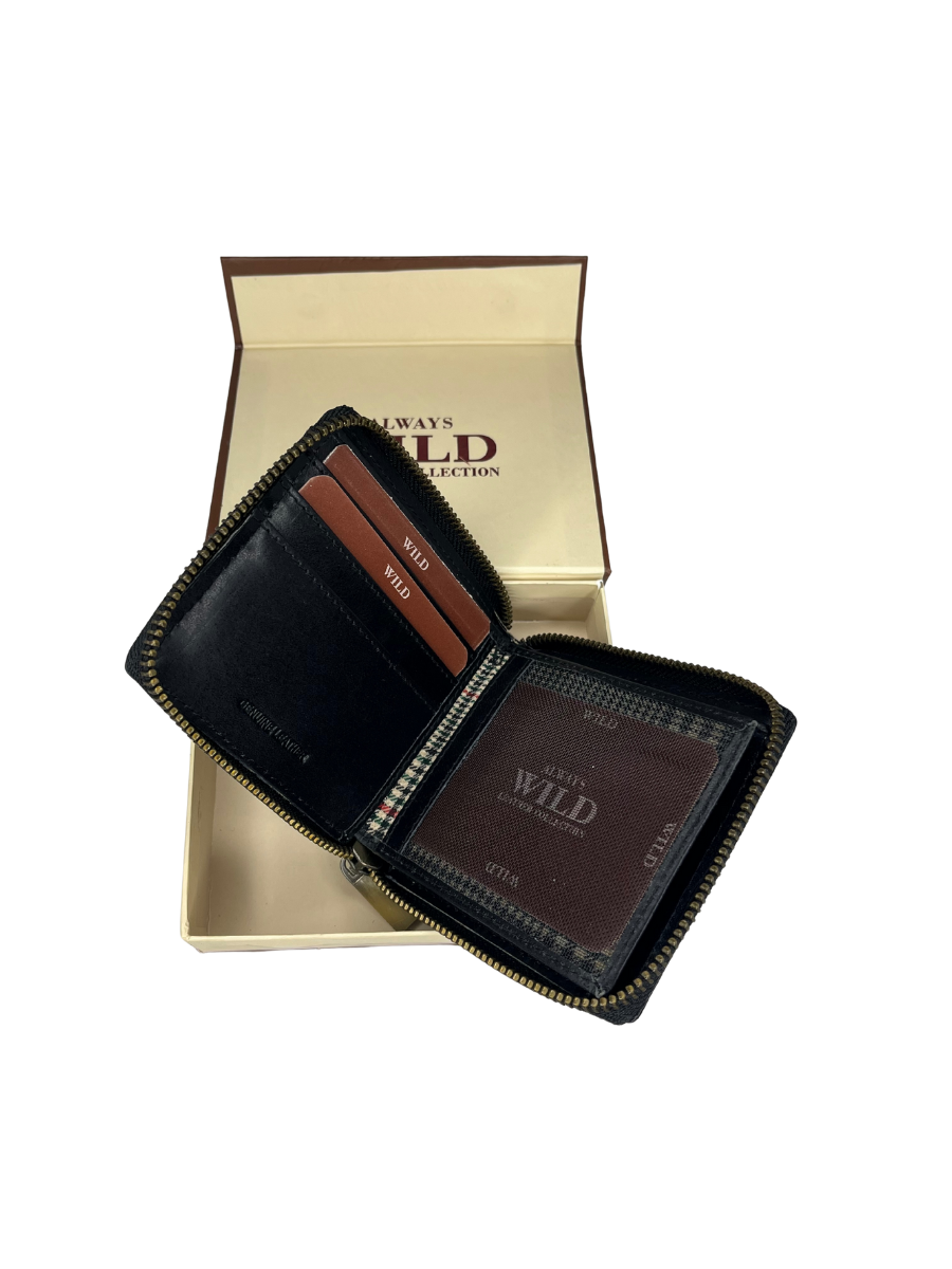 Pánská kožená peněženka Wild na zip s funkcí RFID