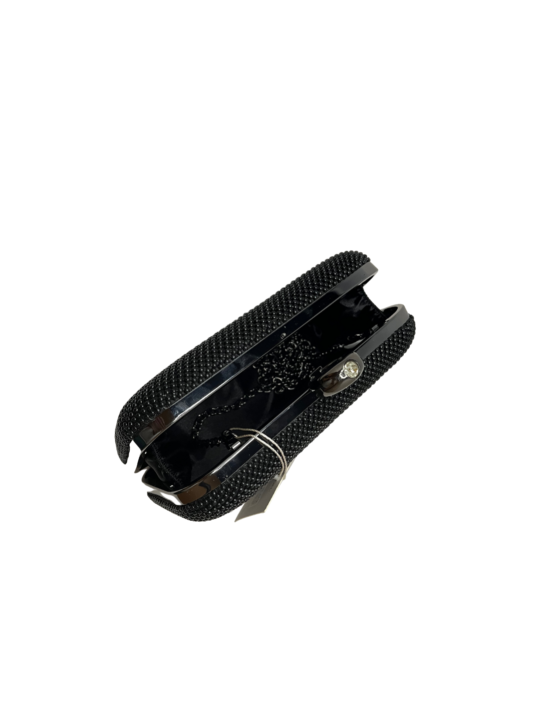 Černé dámská společenská kabelka - psaníčko s perličkami