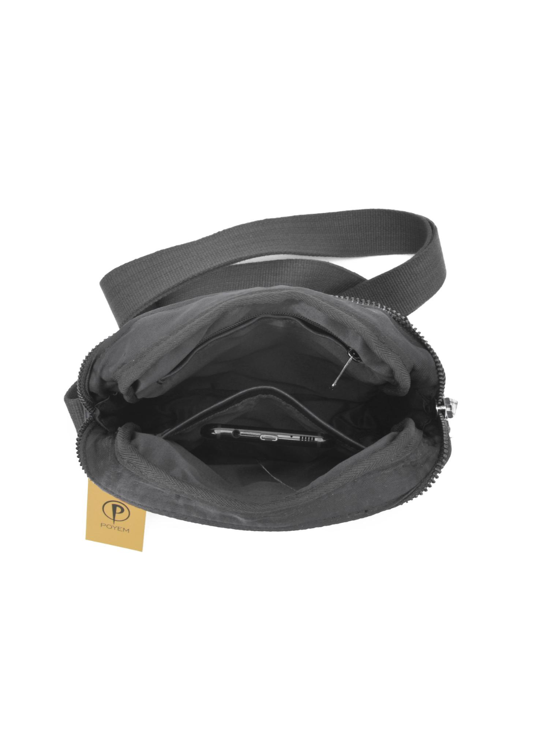 Černá pánská kožená taška na mobil a doklady Poyem