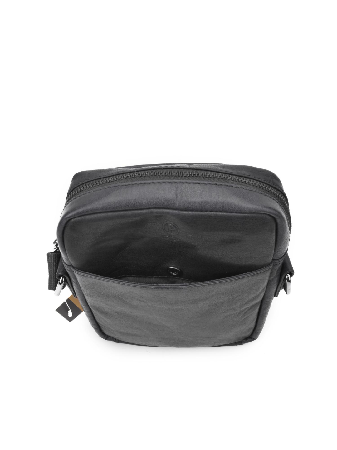 Černá pánská kožená taška na mobil a doklady Poyem