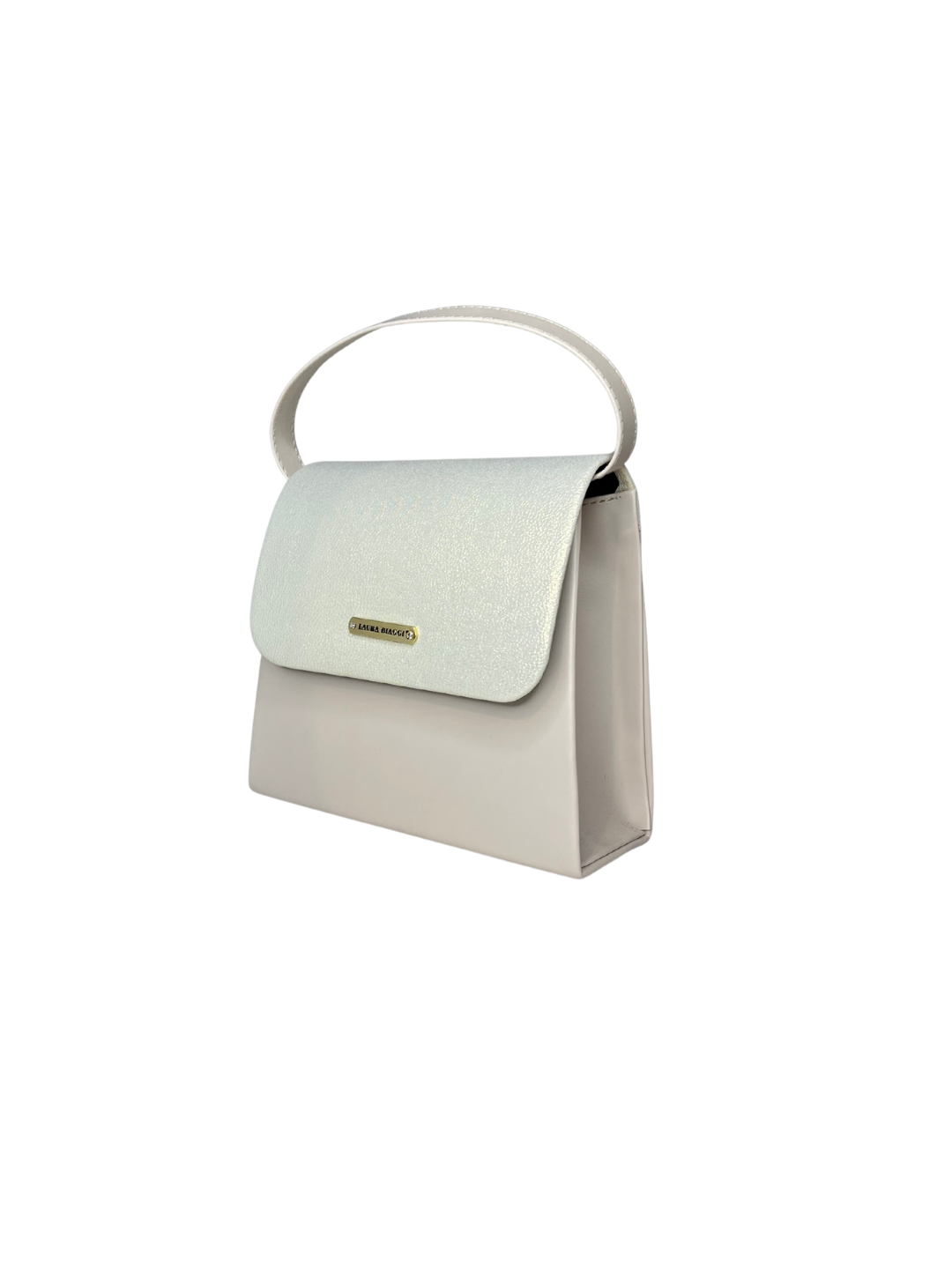 Dámská společenská kabelka Laura Biaggi v kombinaci s lakovanou kůží - béžová