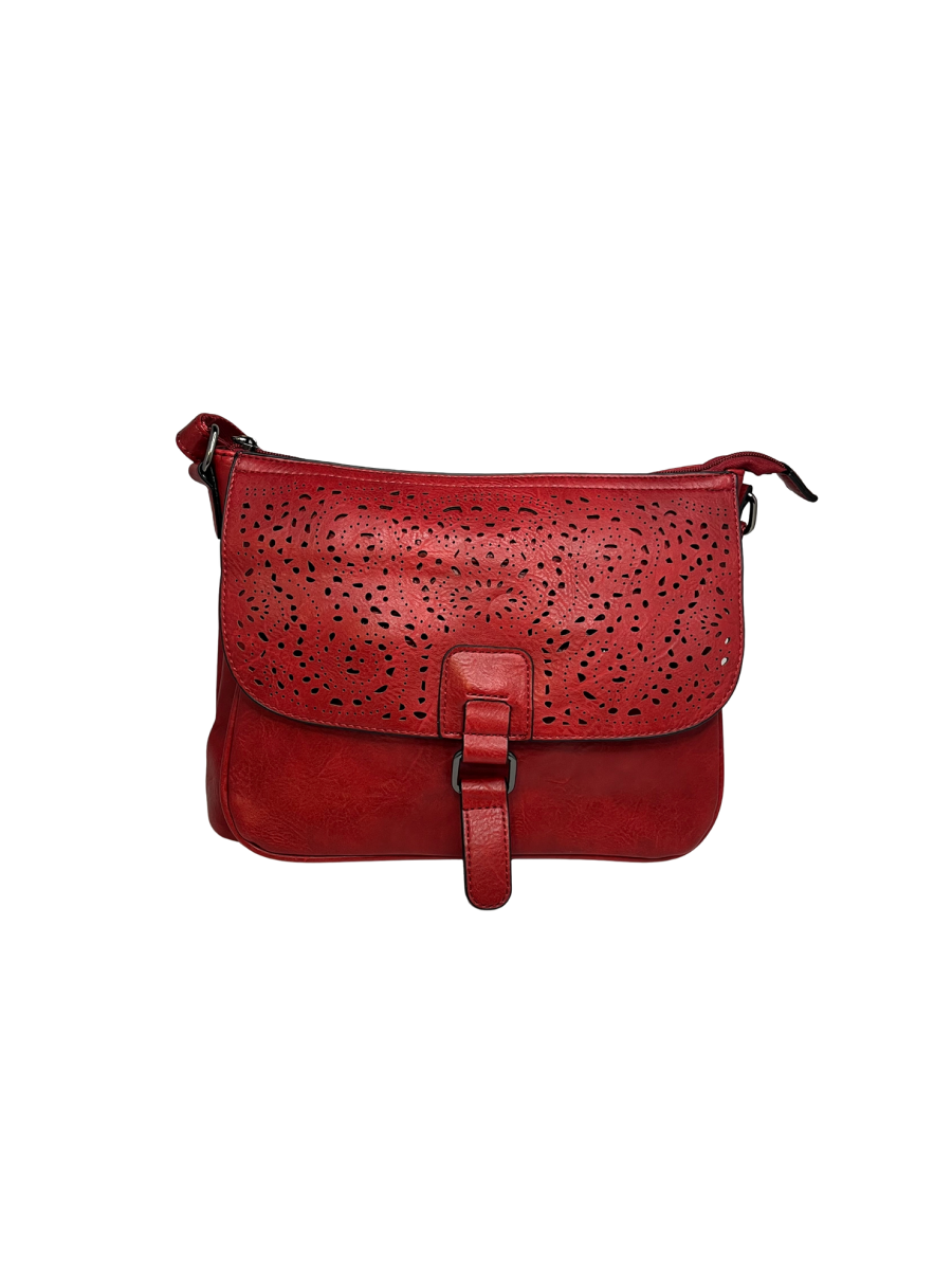 Dámská crossbody kabelka s klopnou a vyráženým vzorem