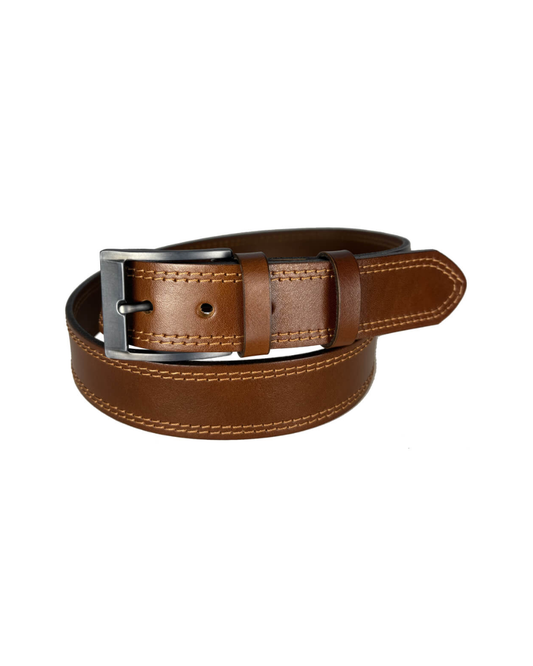 Pánský kožený opasek JEANS prošívaný - šířka 38 mm