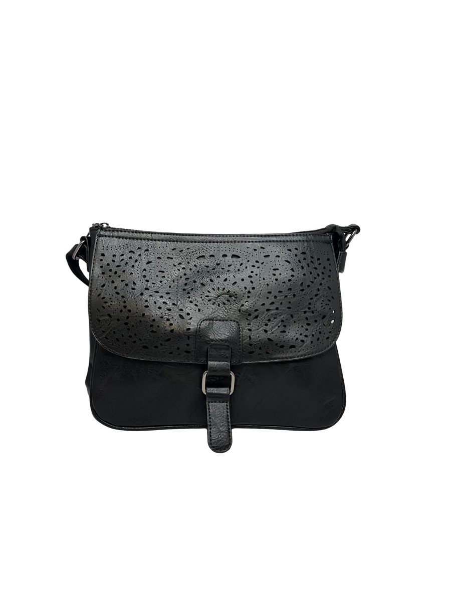 Dámská crossbody kabelka s klopnou a vyráženým vzorem