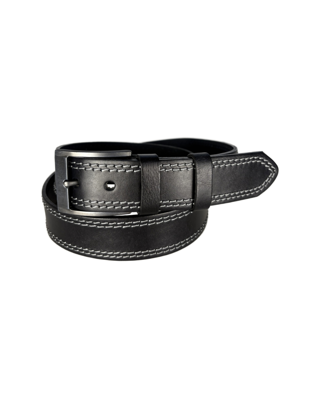 Pánský kožený opasek JEANS prošívaný - šířka 38 mm