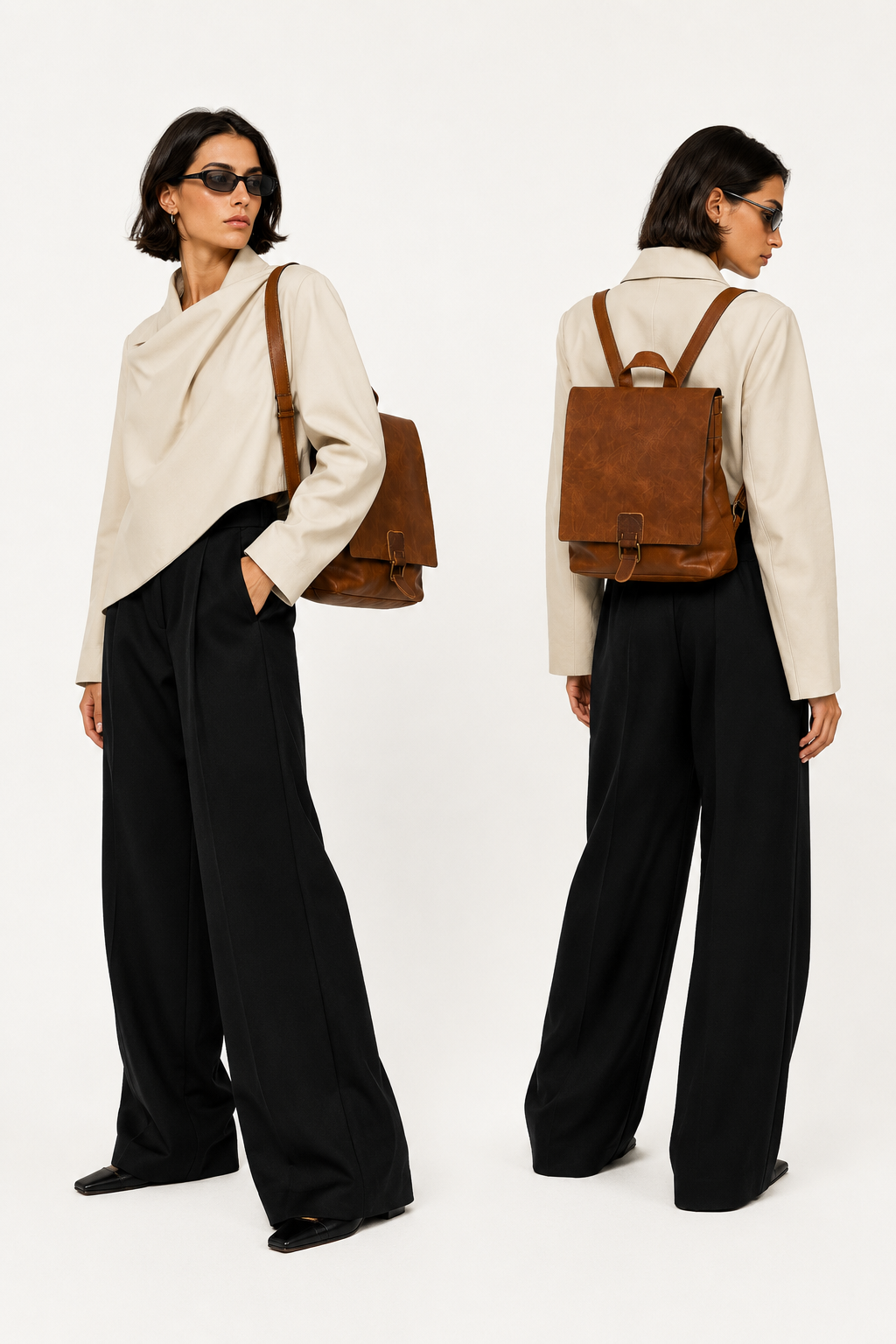 Městský měkký batoh / crossbody kabelka ze syntetické kůže