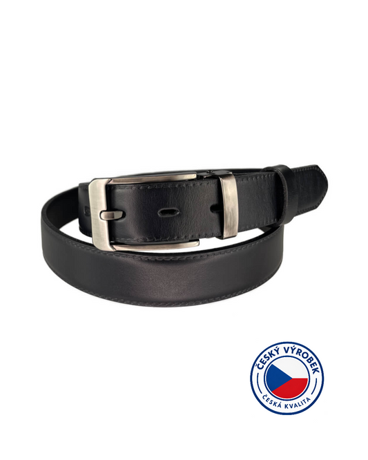 🇨🇿 Pánský kožený společenský opasek s luxusní sponou - šířka 30 mm