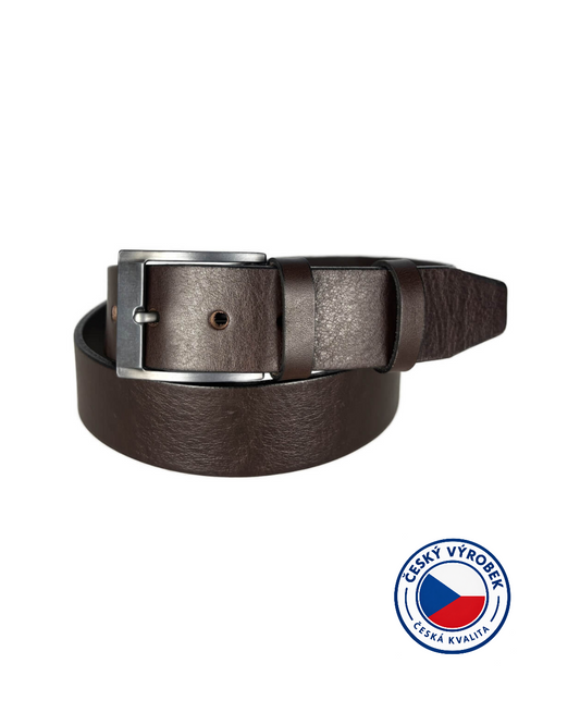 🇨🇿 Pánský kožený opasek JEANS, spona neobsahuje nikl - šířka 40 mm